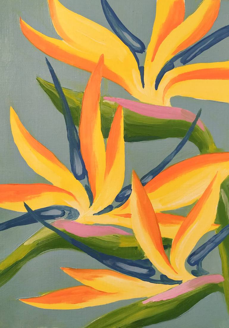 Bouquet of strelitzia - bright flowers for girl Painting by Tatta Art ...