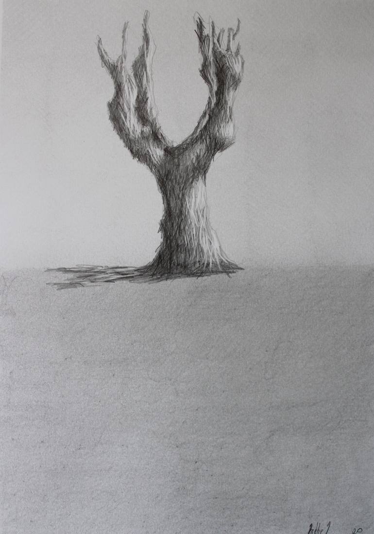 Minimalist tree landscape 30 Drawing by Michel Villanueva | Saatchi Art