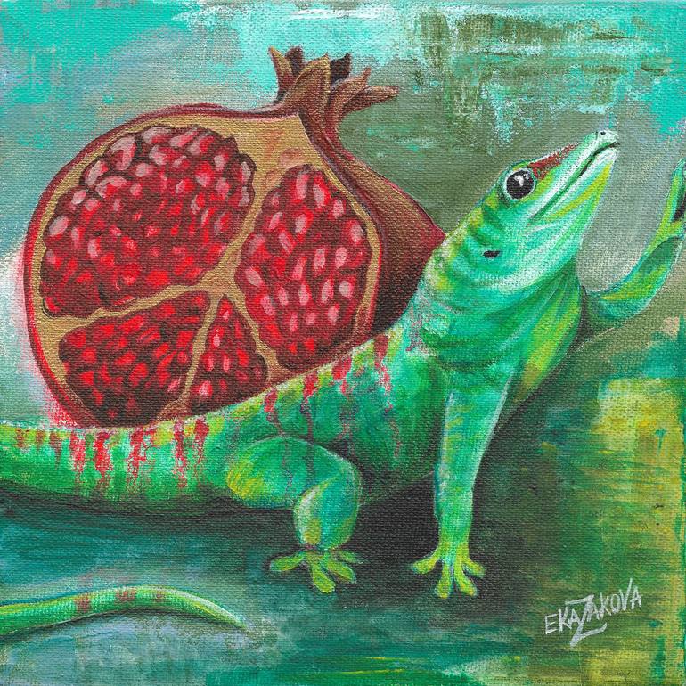 Green And Red Lizard Art Green And Red Lizard Art