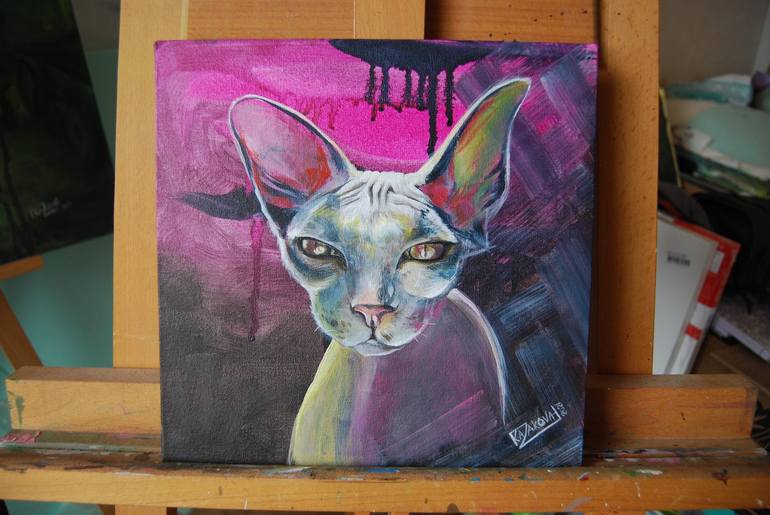 Original Realism Cats Painting by Elena Kazakova