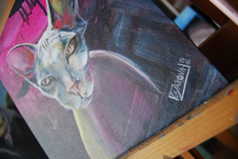 Original Realism Cats Painting by Elena Kazakova