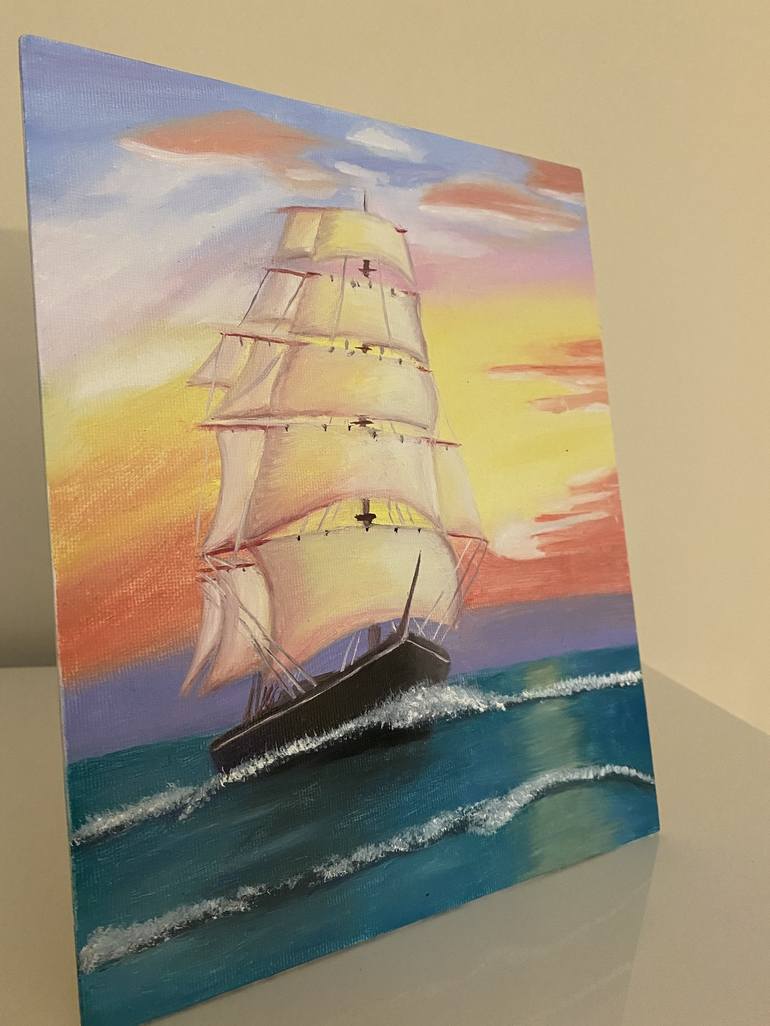 Original Modern Sailboat Painting by Oksana Harris