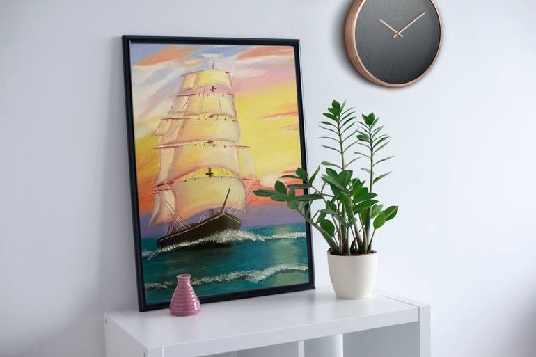 Original Modern Sailboat Painting by Oksana Harris