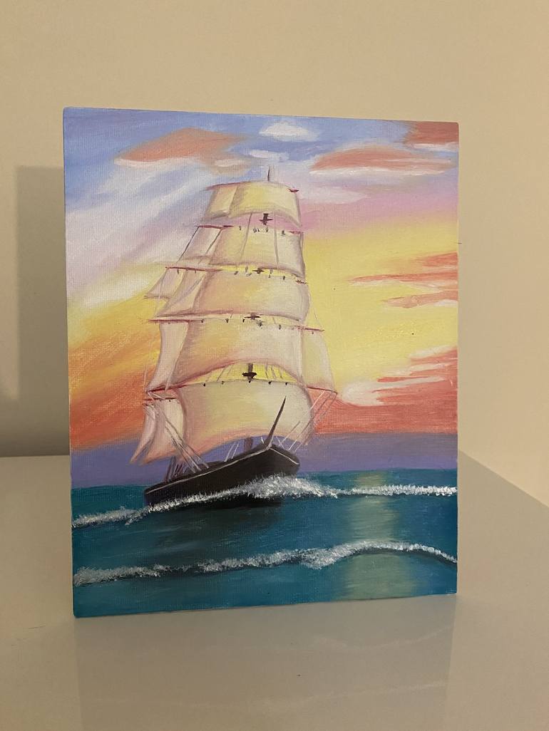 Original Sailboat Painting by Oksana Harris