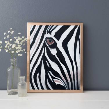 Zebra Painting Animal Original Art Canvas Painting African Animal Wall Art Safari Artwork Animal Portrait Oil Painting thumb