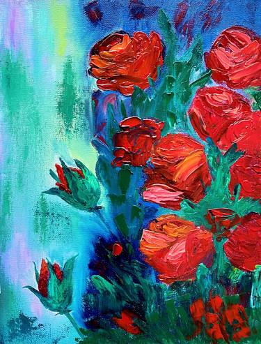 Abstract Flowers  Impasto Oil Painting Floral Wall Art Flowers original artwork Abstract Flowers Art  Flowers Home Decor