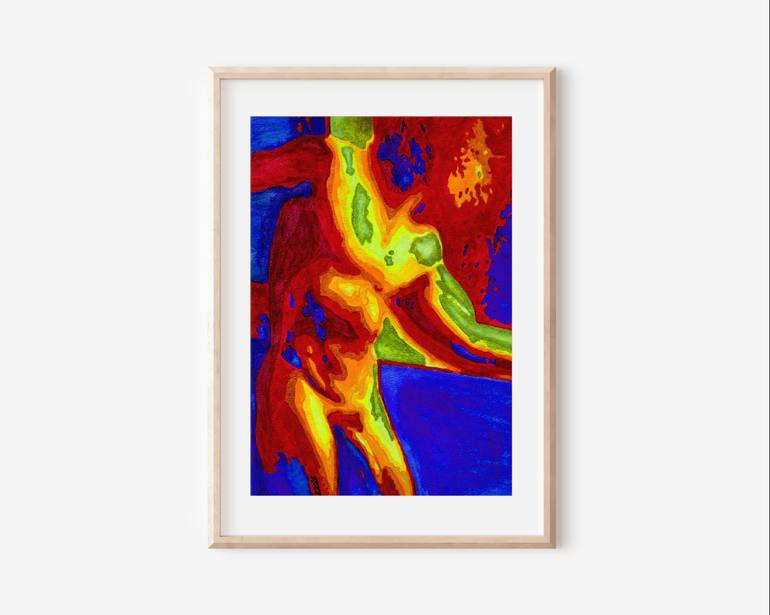 Original Art Deco Nude Painting by Zak Mohammed