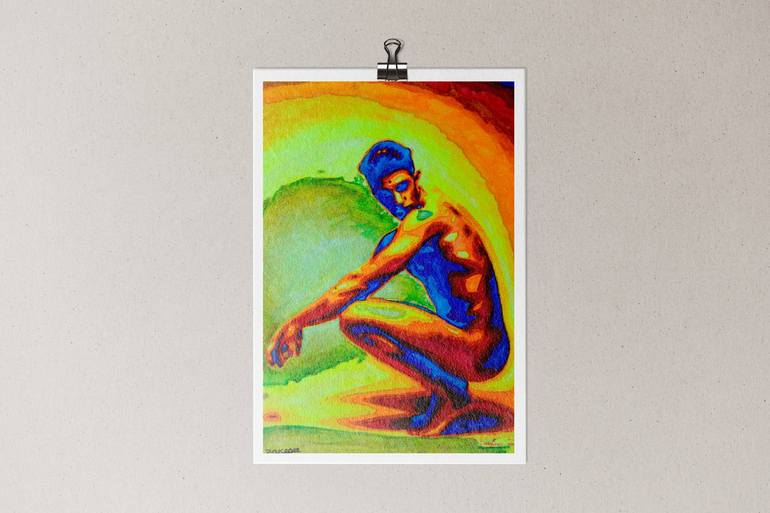 Original Art Deco Nude Painting by Zak Mohammed