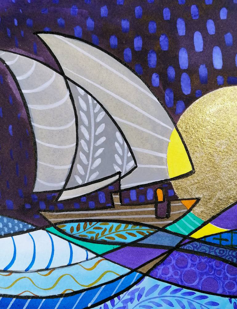 Original Illustration Boat Painting by Emanuele Bevilacqua