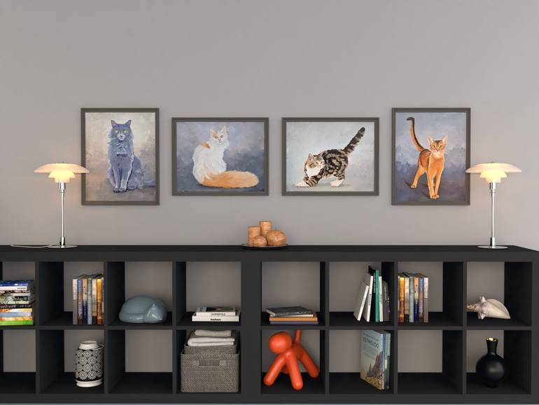 Original Figurative Cats Painting by Tatiana Karchevskaya