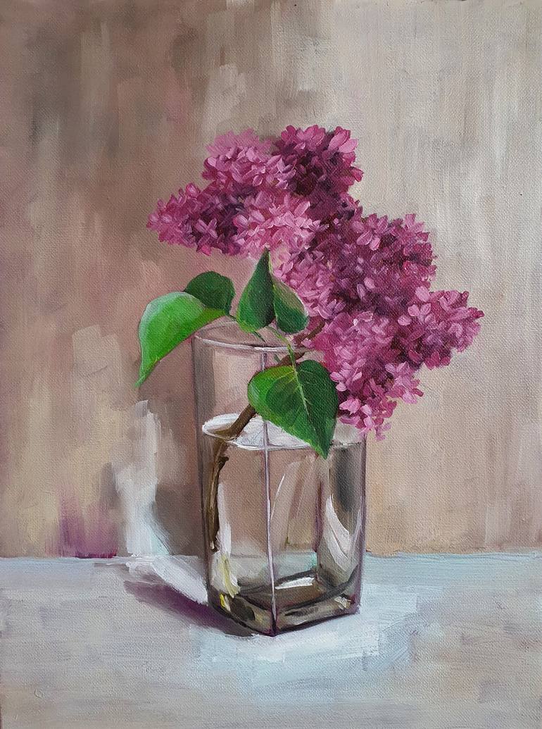 Still life with lilac Painting by Tatiana Karchevskaya | Saatchi Art