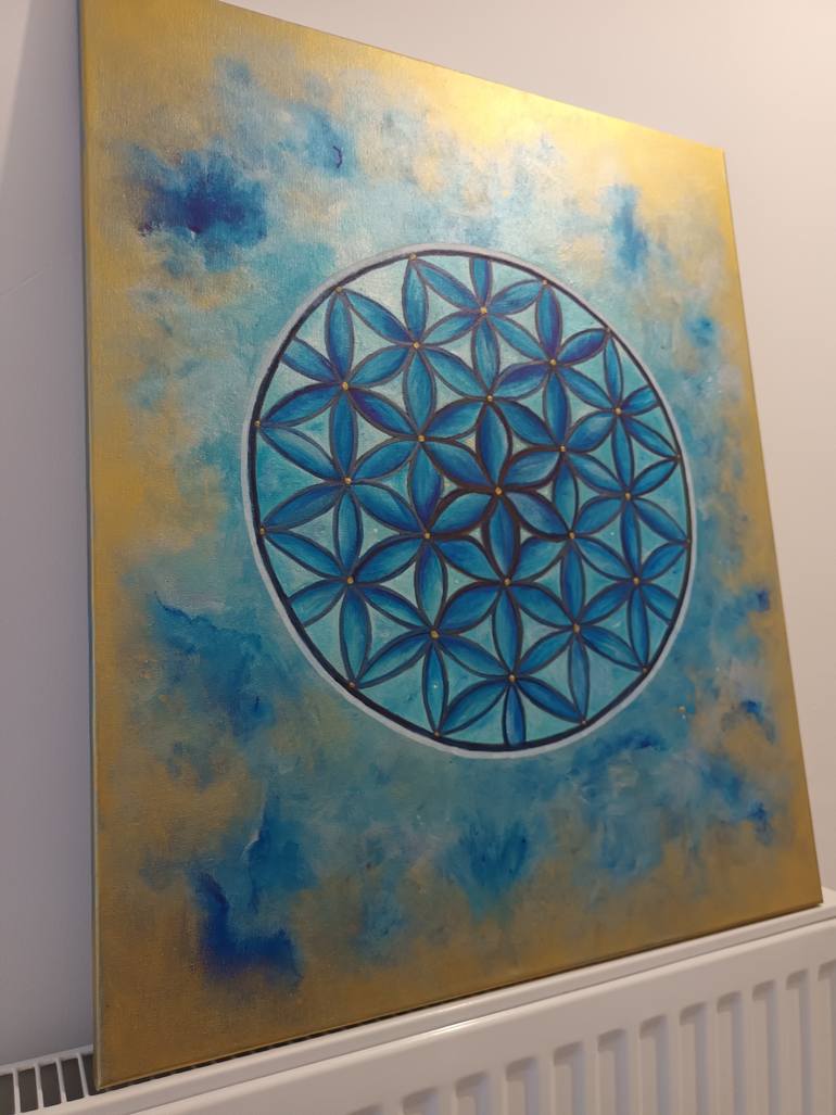 Blue Flower of Life Painting by Erica Zambo | Saatchi Art