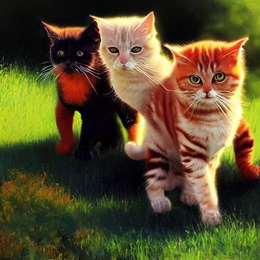 Three cute cats pretty background thumb