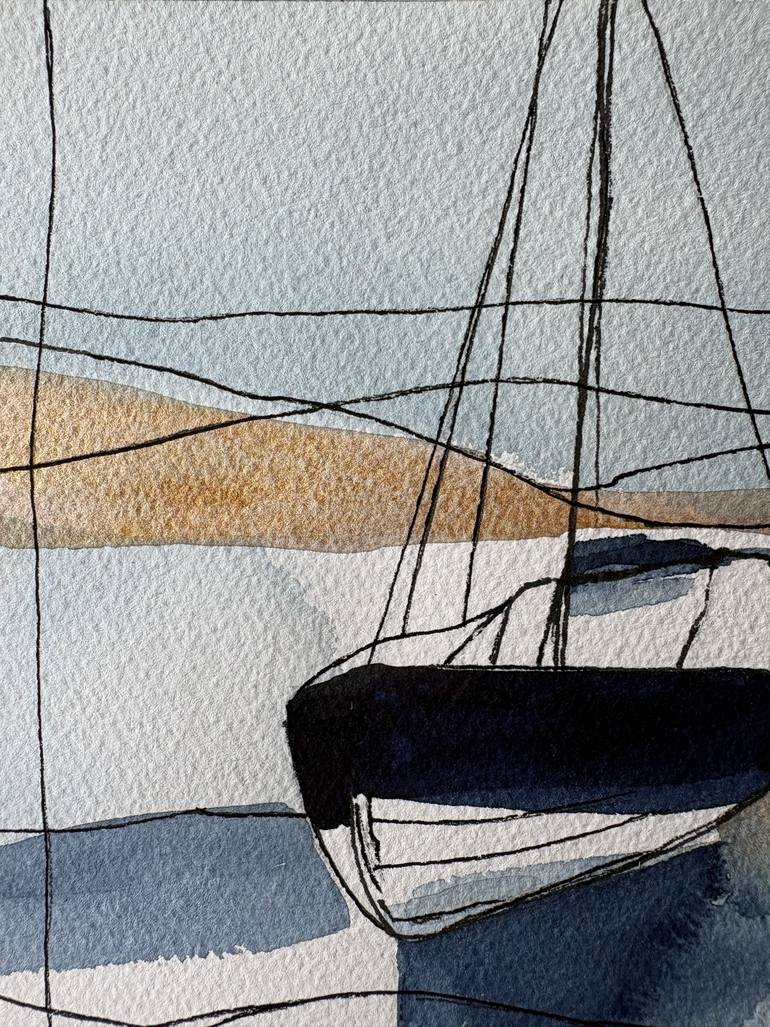 Original Abstract Boat Painting by Ana Ozz