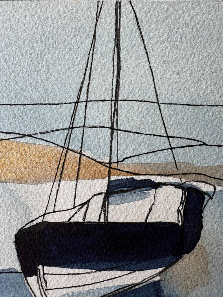 Original Abstract Boat Painting by Ana Ozz