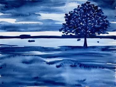 BLUE SEASCAPE - Original watercolor painting thumb