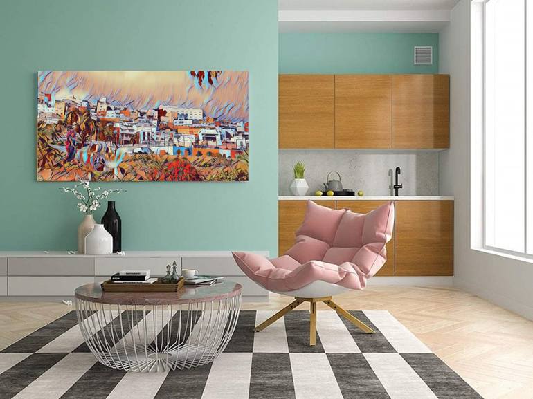 Original Fine Art Cities Painting by Shaharee Vyaas