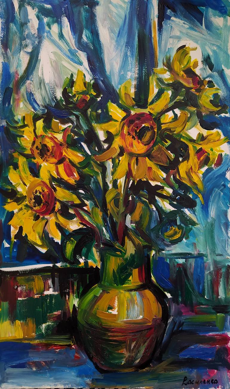 Sunflowers Painting by Oleksandr Vasylenko | Saatchi Art