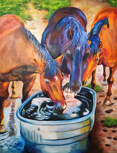 Watering and horses thumb