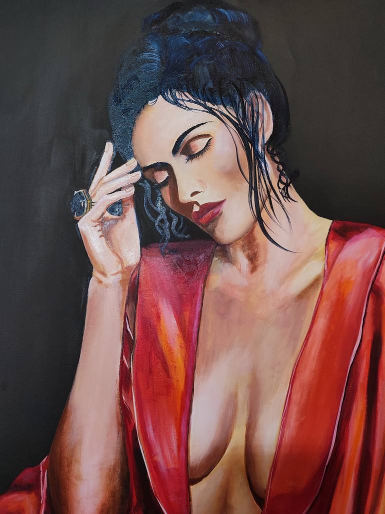 Original Folk Women Painting by Oksana Zaskotska