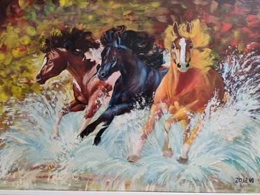 Original Expressionism Horse Paintings by Oksana Zaskotska