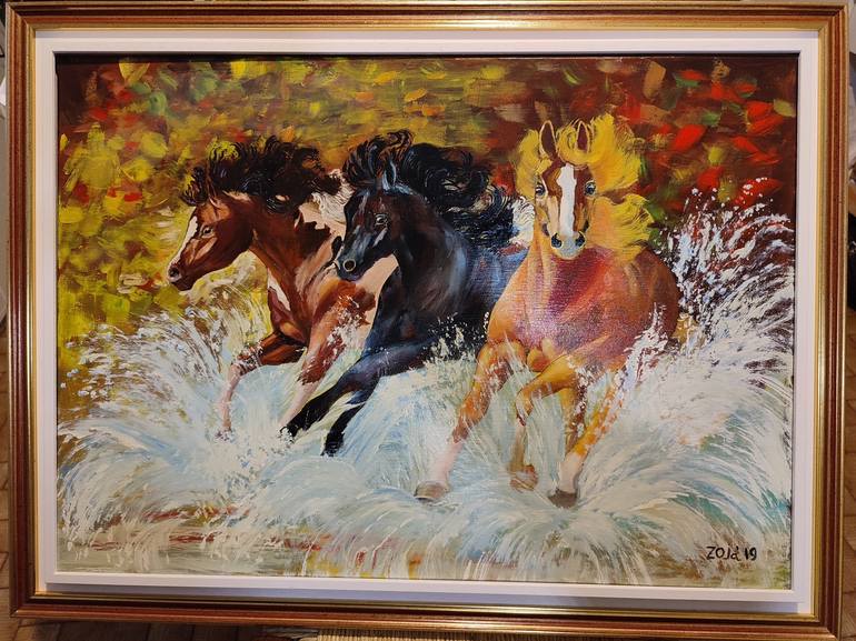 Original Expressionism Horse Painting by Oksana Zaskotska