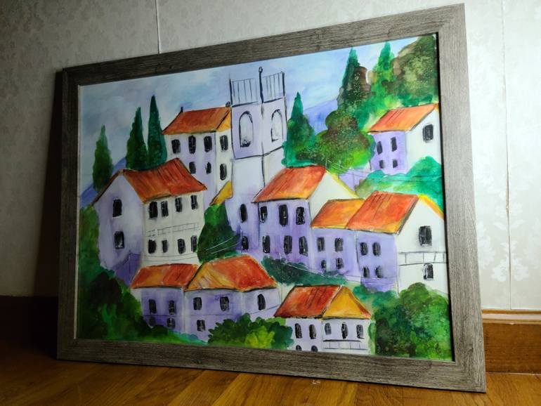 Original Surrealism Landscape Painting by Phyllis Lourenco