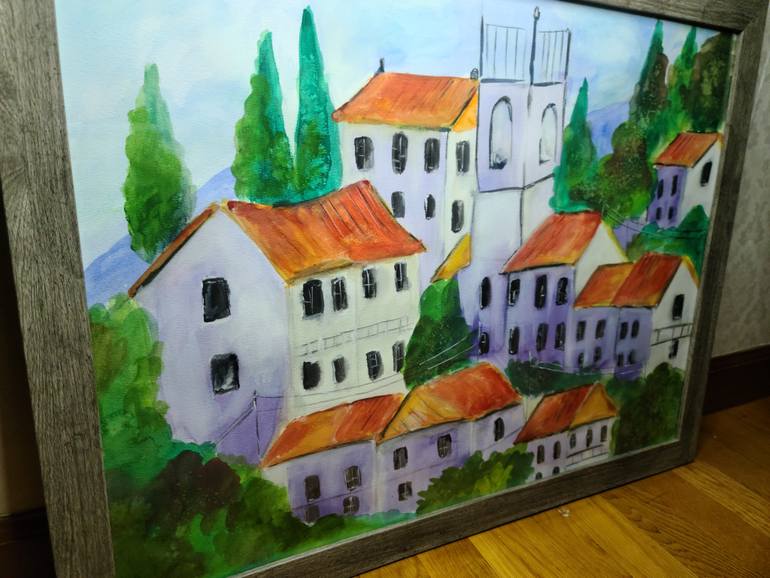 Original Surrealism Landscape Painting by Phyllis Lourenco