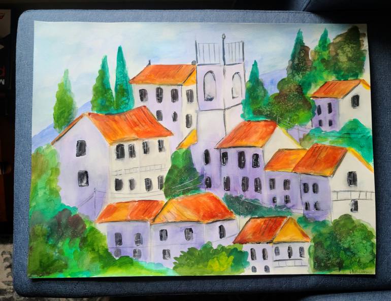 Original Surrealism Landscape Painting by Phyllis Lourenco