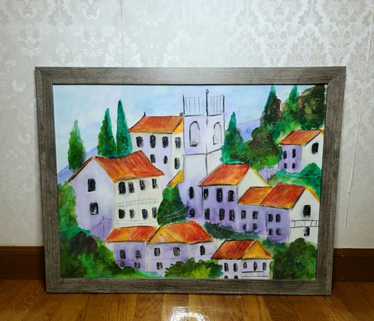 Original Surrealism Landscape Painting by Phyllis Lourenco