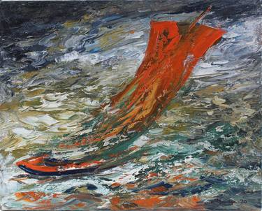 Original Sailboat Painting by Valeriy Franchuk