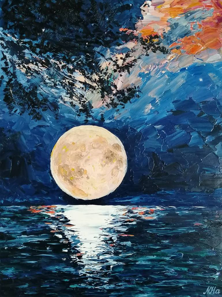 The Moon Painting by Natalia Harina | Saatchi Art