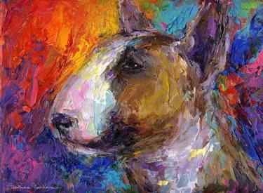 Colorful Bull Terrier dog portrait painting thumb
