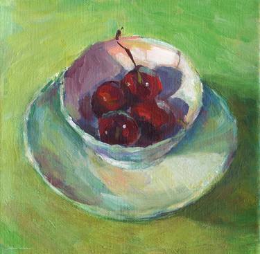 Colorful Cherries in a cup still life painting thumb