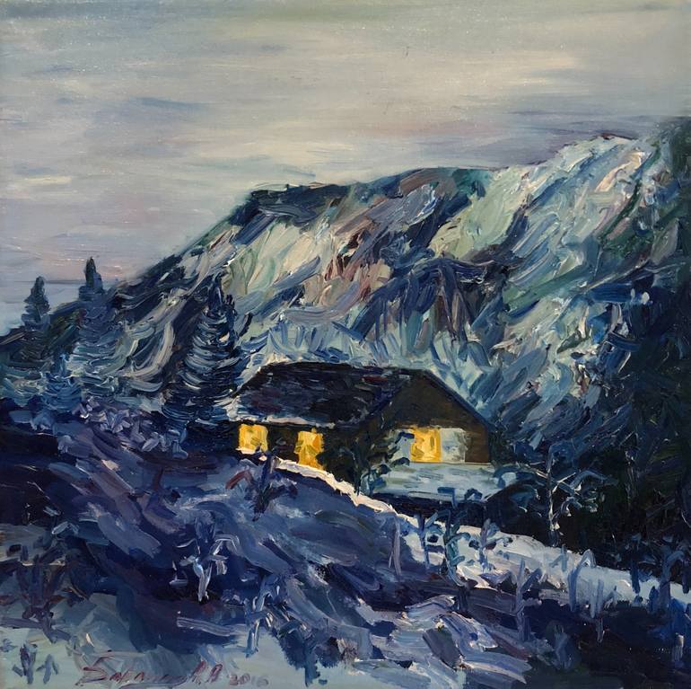 Evening in the mountains Painting by Anastasya Barlit | Saatchi Art