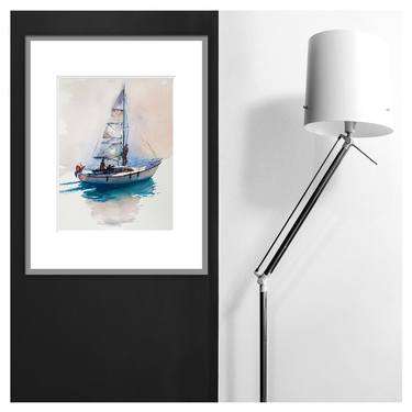 Original Yacht Painting by Nady Navy
