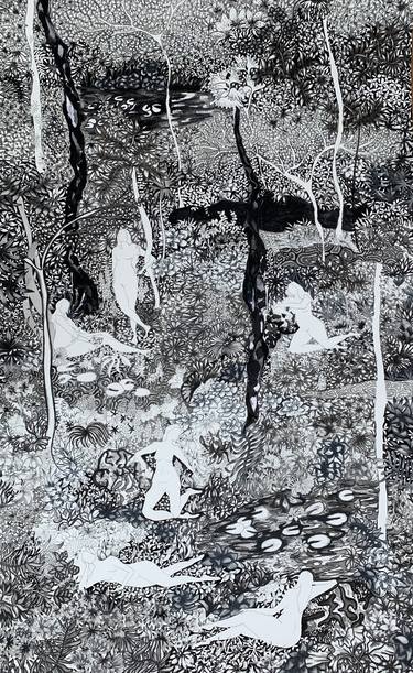 Original Black & White Nature Paintings by Camille Lewis