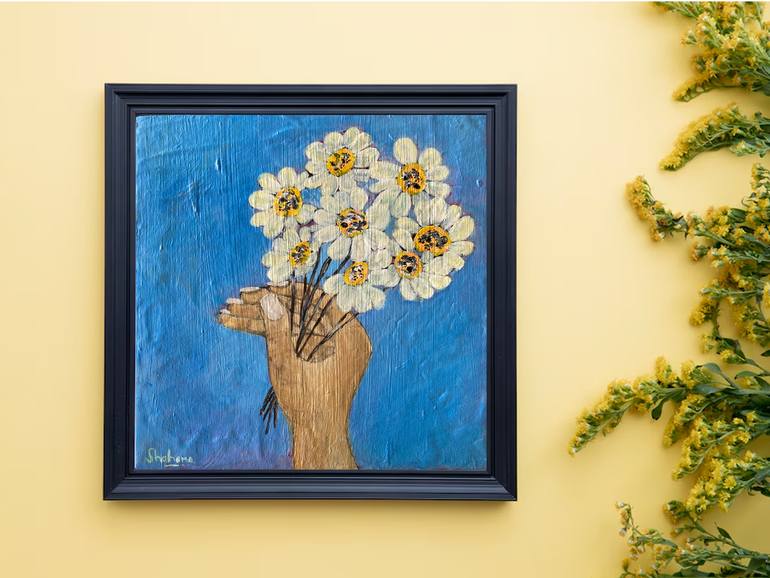 Original Modernism Floral Painting by Shahana Sadiq