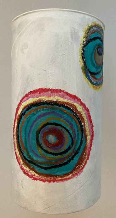 White E Circles (suspended painted sculpture) thumb