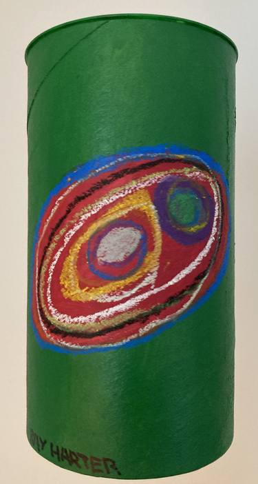 Green E Circles (suspended painted sculpture) thumb