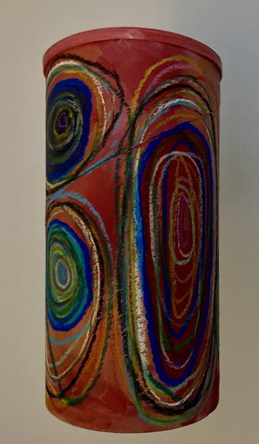 Red Space Energy Circles (suspended painted sculpture) thumb