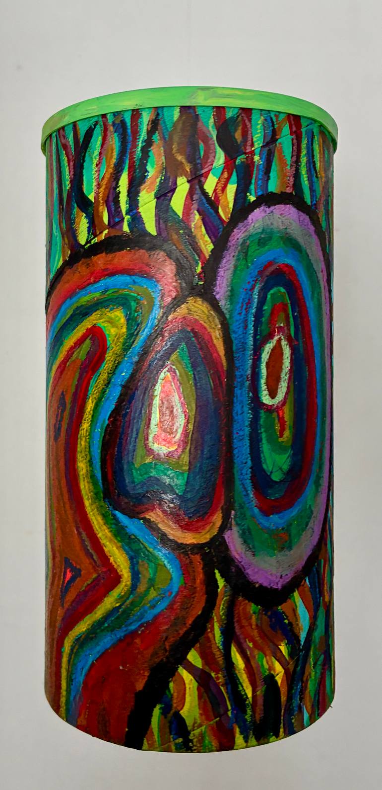 Original Abstract Sculpture by Ray Harter | Abstract Art on Pressed Cardboard | Study of a Energy Strings (suspended painted sculpture)