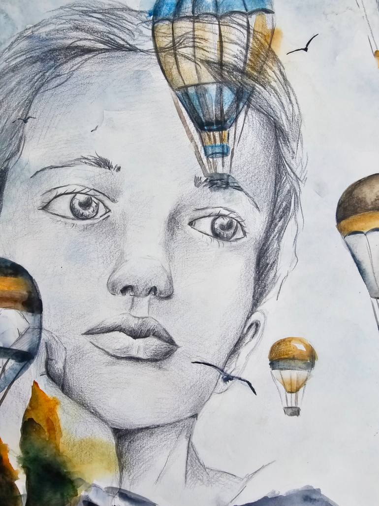 Original Surrealism People Painting by Evgenia Smirnova
