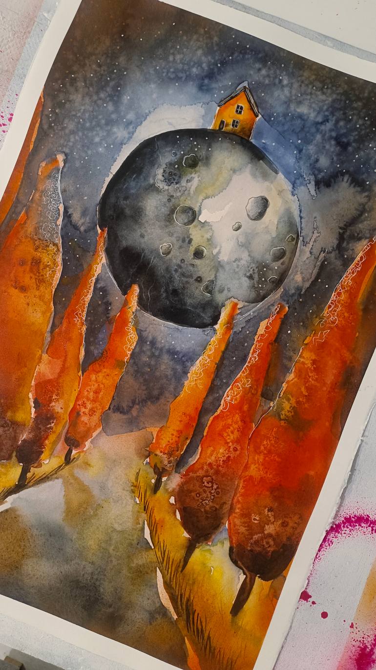 Original Illustration Landscape Painting by Evgenia Smirnova