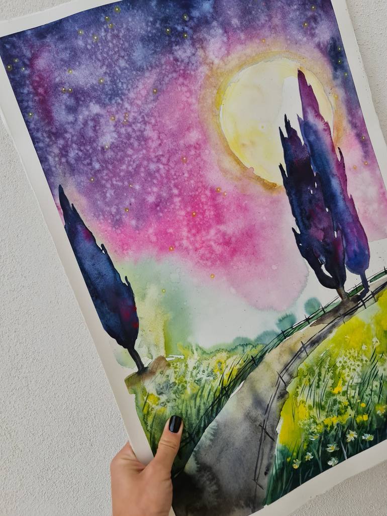 Original Illustration Landscape Painting by Evgenia Smirnova