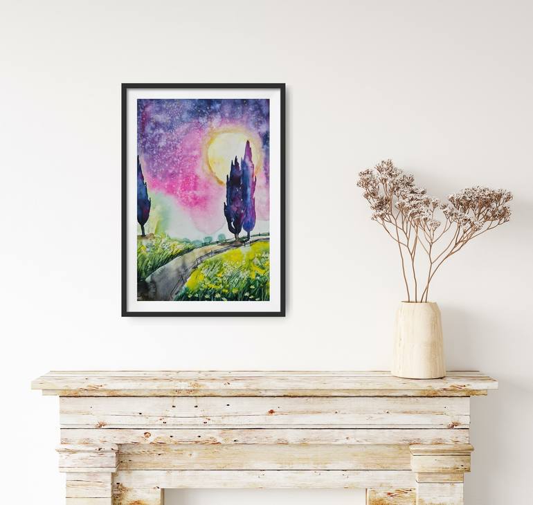 Original Illustration Landscape Painting by Evgenia Smirnova