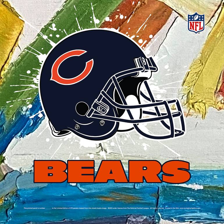 Chicago Bears Glass Wall Art Watercolor For Sale