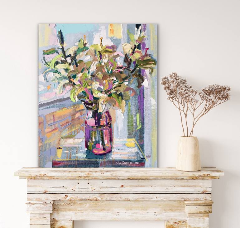 Original Impressionism Floral Painting by Ole Karako