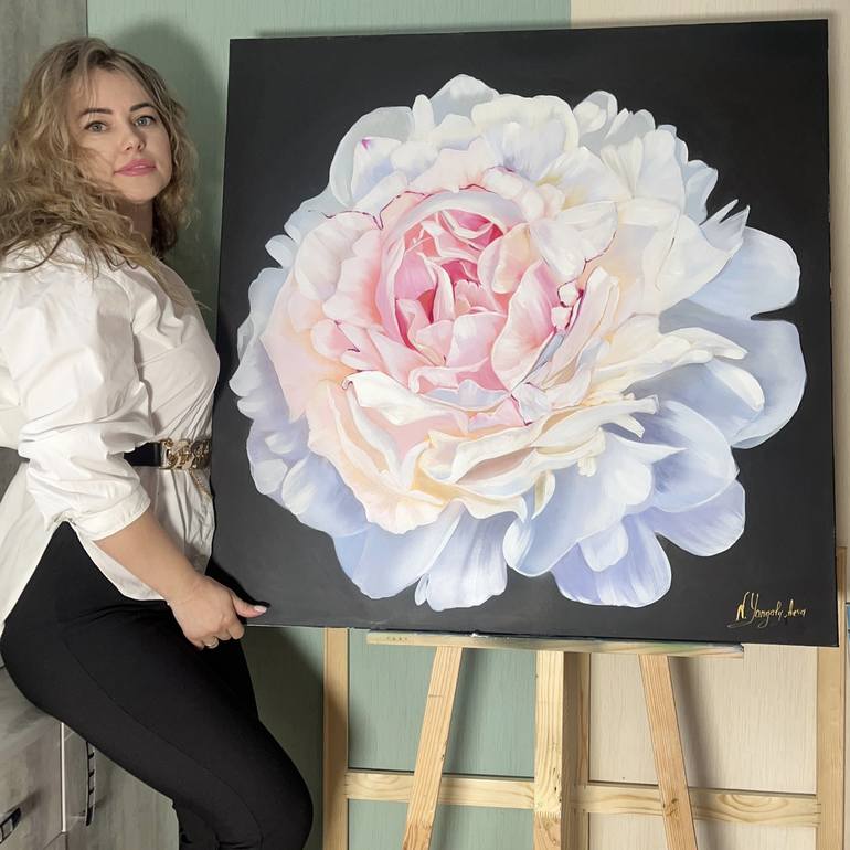 Original Photorealism Floral Painting by Natalia Yangalycheva