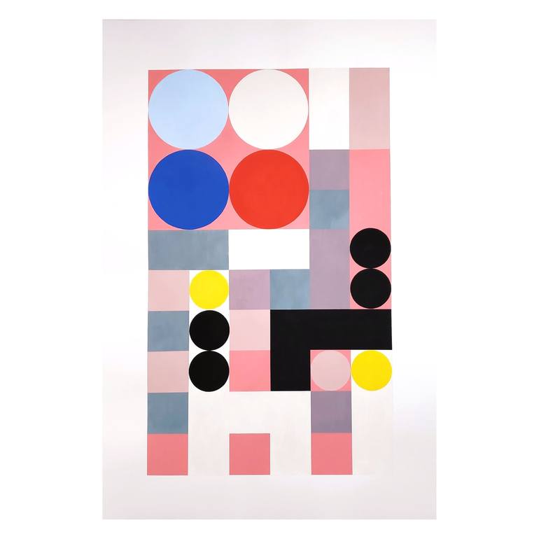 Original hard edged Geometric Painting by Ellen Ross